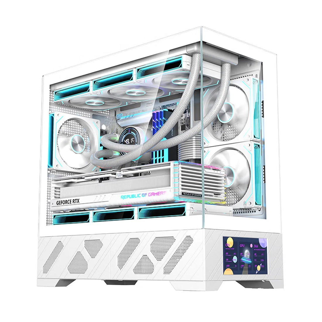WJCOOLMAN QIANXI MATX secondary panel gaming computer case 360 water-cooling MATX motherboard sea view room