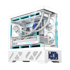 WJCOOLMAN QIANXI MATX secondary panel gaming computer case 360 water-cooling MATX motherboard sea view room