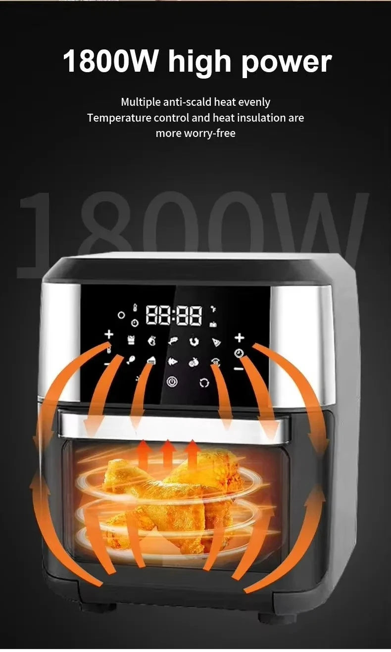 Large Capacity Multifunctional All-in-One   Electric Oven Modern Square New Oil-Free Air Fryer Glass Visual Grill