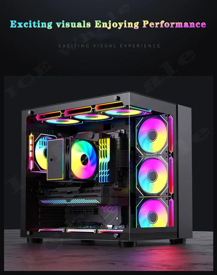 ICE Whale Prism 6PRO ARGB PC Case Fan 120mm 3-sided Infinite Mirror Motherboard Lighting Sync 4PIN PWM CPU Cooler ventilador