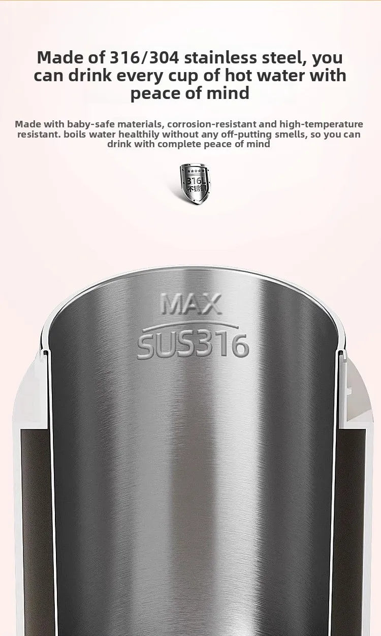 2026 New Boiling Cup 304/316 Stainless Steel Small Portable Boiling Water Stewing Health Cup Electric Heating Cup