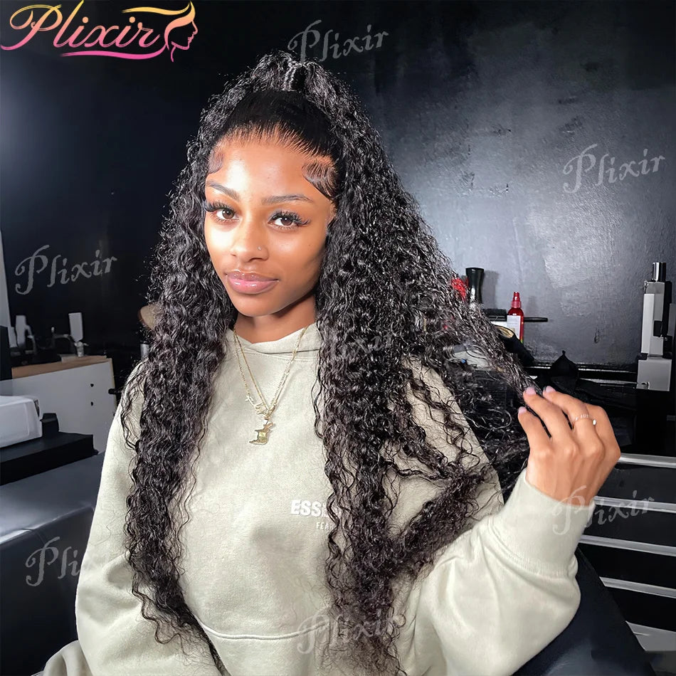13x6 HD Loose Deep Wave Lace Frontal Wig Brazilian 13x4 Water Curly Human Hair 200% Density Preplucked Wigs 40 30 Inch For Women