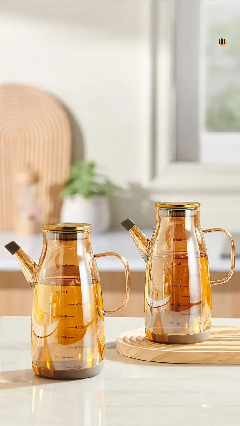 GIANXI Kitchen And Home Cooking Oil Bottle Large Capacity Amber Oil Bottle Set Thickened Food Grade Leakproof Seasoning
