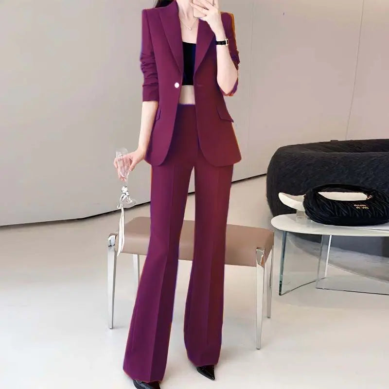 Women's 2025 Autumn New Fashion Professional Suit Jacket Pants Two Piece Korean Elegant Casual Blazer Coat Trousers Matching Set