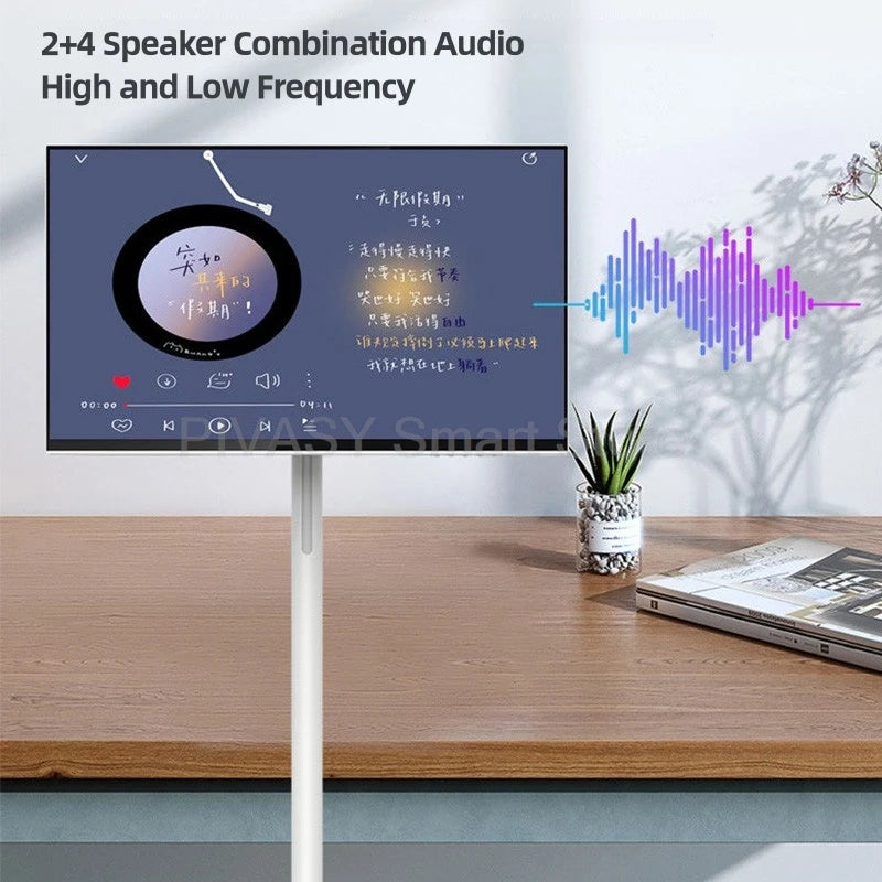 TV Stand Touch Screen 32 Inch Smart 10000mAH High-Battery 8+128G 4K UHD Device Rotatable Movable Monitor Android for Gym Live