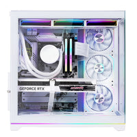 PLUS Rainbow Version White, Panoramic Version Sea View Room Computer Case (360 Water Cooling/ATX Main Board /ARGB Light Bar