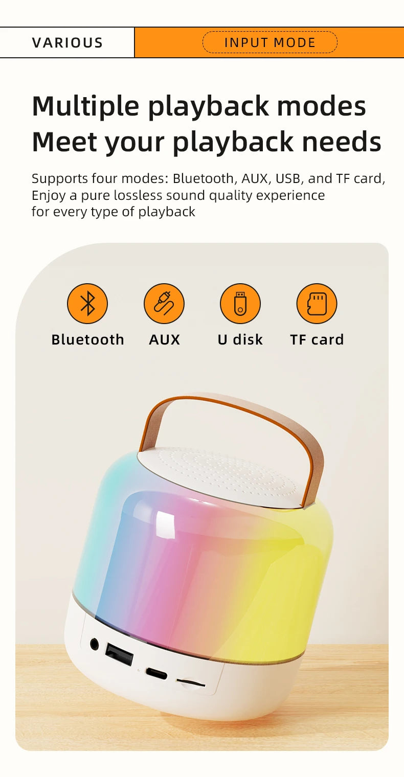 speakers microphone 5.3 bluetooth wireless Speakers with Mic Adjustable LED Lights Karaoke Machine  Wireless Karaoke Speaker