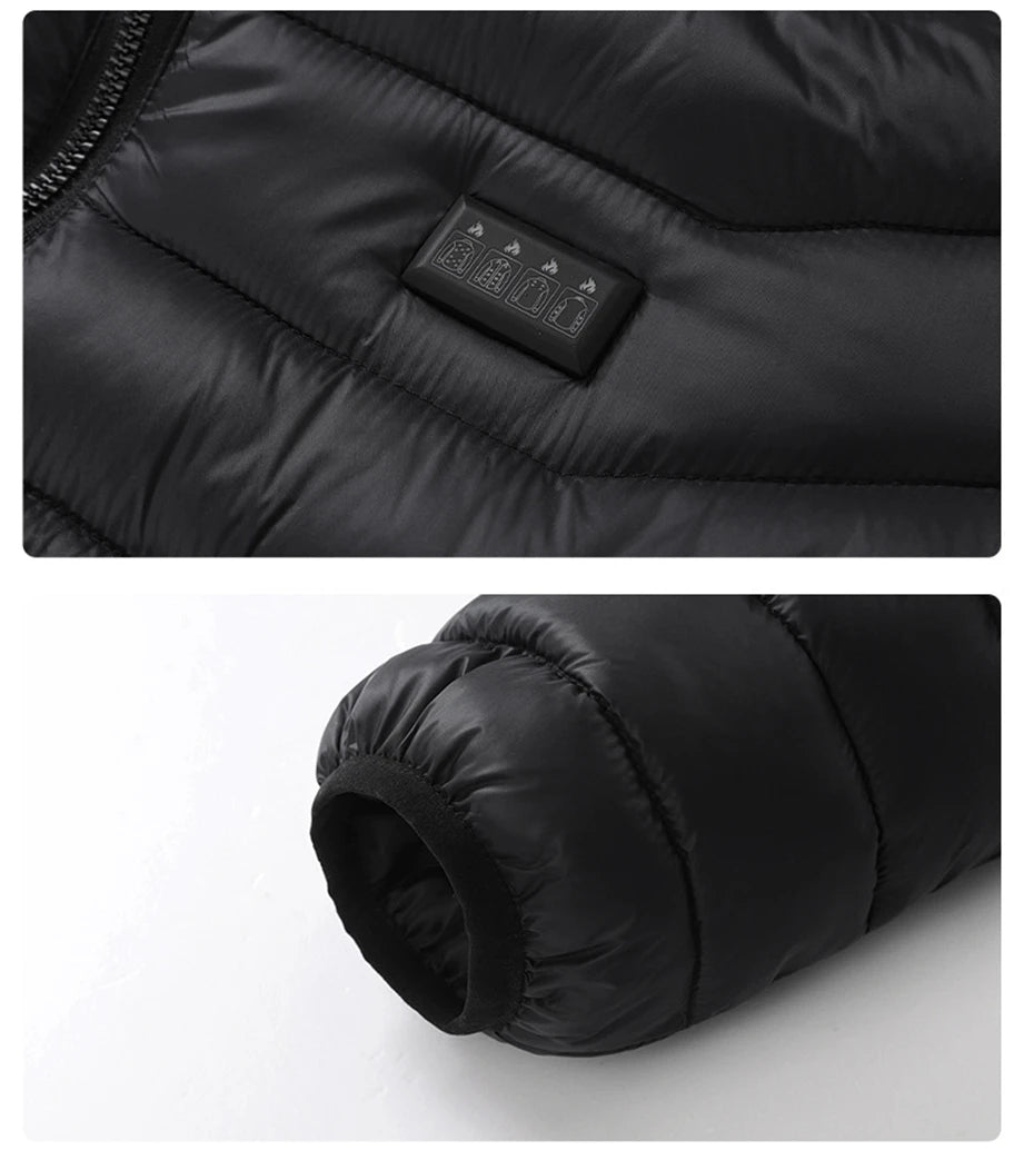 USB Heating Jackets Men Winter Warm Heated Parkas 35 Zones Electric Heated Jackets Warm Padded Jacket Coat Plus Size 5XL