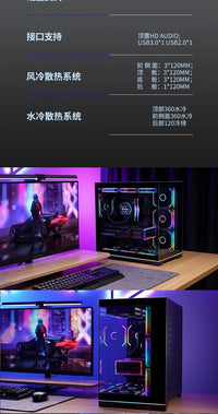 PLUS Rainbow Version White, Panoramic Version Sea View Room Computer Case (360 Water Cooling/ATX Main Board /ARGB Light Bar