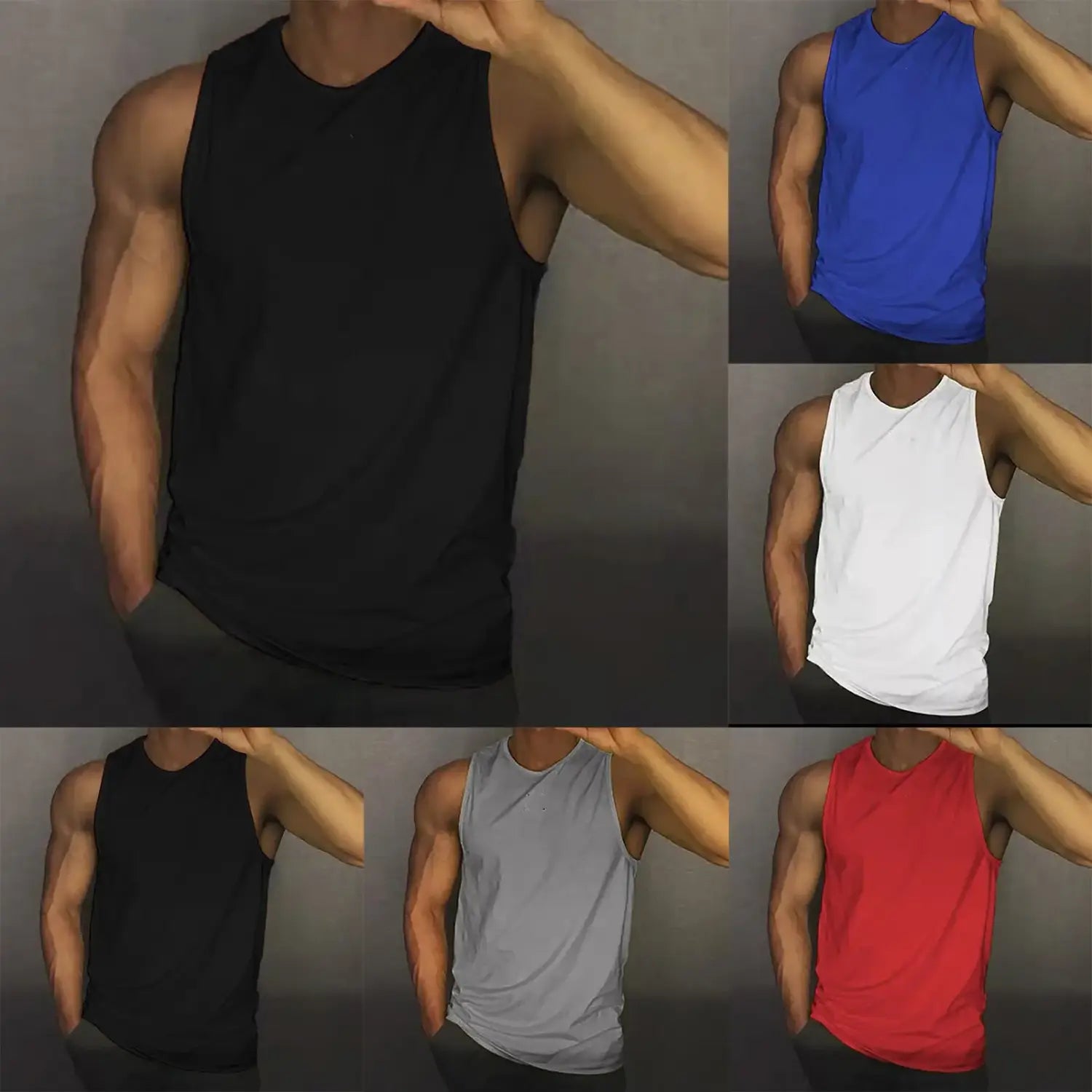 Men’s Tank top basketball gym sleeveless-shirts Sportswear bodybuilding y2k ribbed Crop-top mardi-gras singlet Solid