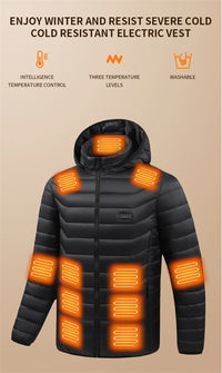 USB Heating Jackets Men Winter Warm Heated Parkas 35 Zones Electric Heated Jackets Warm Padded Jacket Coat Plus Size 5XL