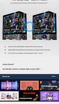 WJCOOLMAN Millennium ATX PC case screen/digital display supports 360 water cooled sea view room Customize screen computer case