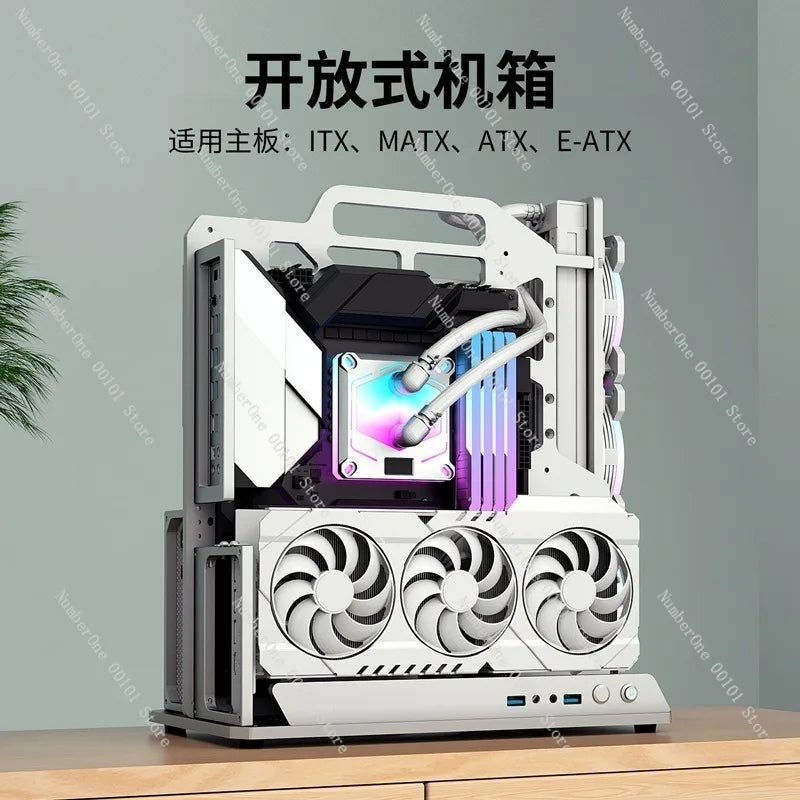 Aluminum Alloy ATX Open Frame Computer Case,Portable Water-Cooled ITX/MATX Chassis for DIY Gaming and Assembly