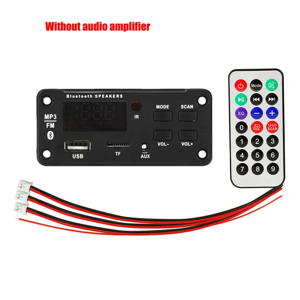 12V MP3 WMA Decoder Board 50W 2*25W Wireless Bluetooth 5.0  Amplifier Car Audio USB TF FM Radio Module MP3 Player