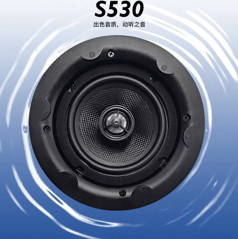 5 Inch Rimless Plastic Ceiling Speaker with 20W Power 2.0 Channel Home Theatre Use-Two-Way Audio Crossover & AirPlay Support
