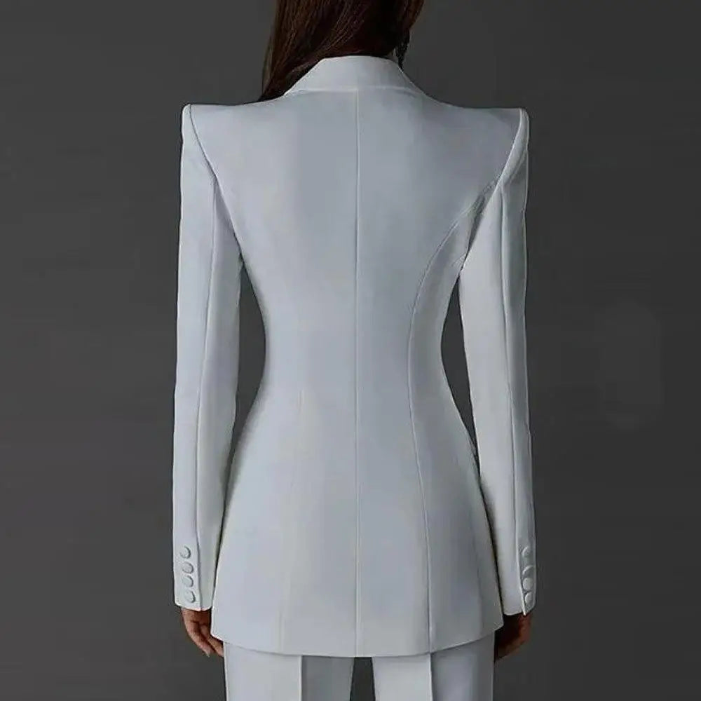 Allingentle Women Pants Suits Long Sleeve Regular Fit Single Button 2 Piece Set for Party - Top Women's Fashion Suit Customized