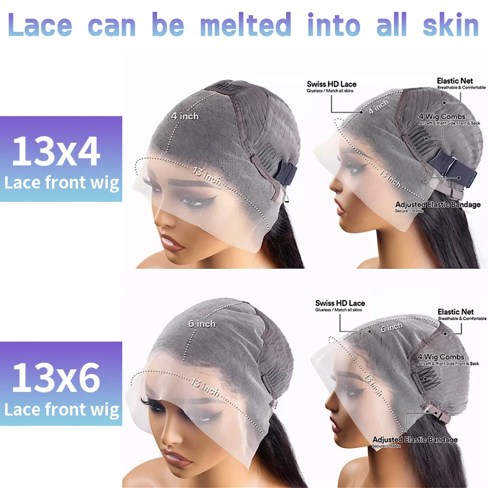 13x6 HD Loose Deep Wave Lace Frontal Wig Brazilian 13x4 Water Curly Human Hair 200% Density Preplucked Wigs 40 30 Inch For Women