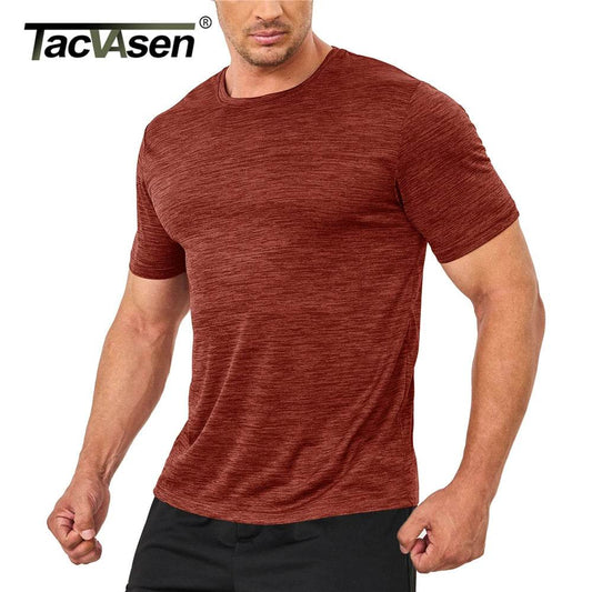 TACVASEN Summer Quick Dry T-shirts Mens Running Tee Shirts Short Sleeve Athlete Elastic Workout Sportswear Outdoor Casual Tops