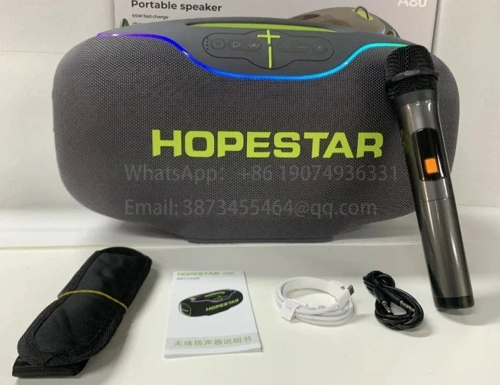 New Original HOPESTAR A80 350W Big Power Outdoor Waterproof Portable Blue Tooth Wireless Party Speaker Caixa De Som Boombox 3