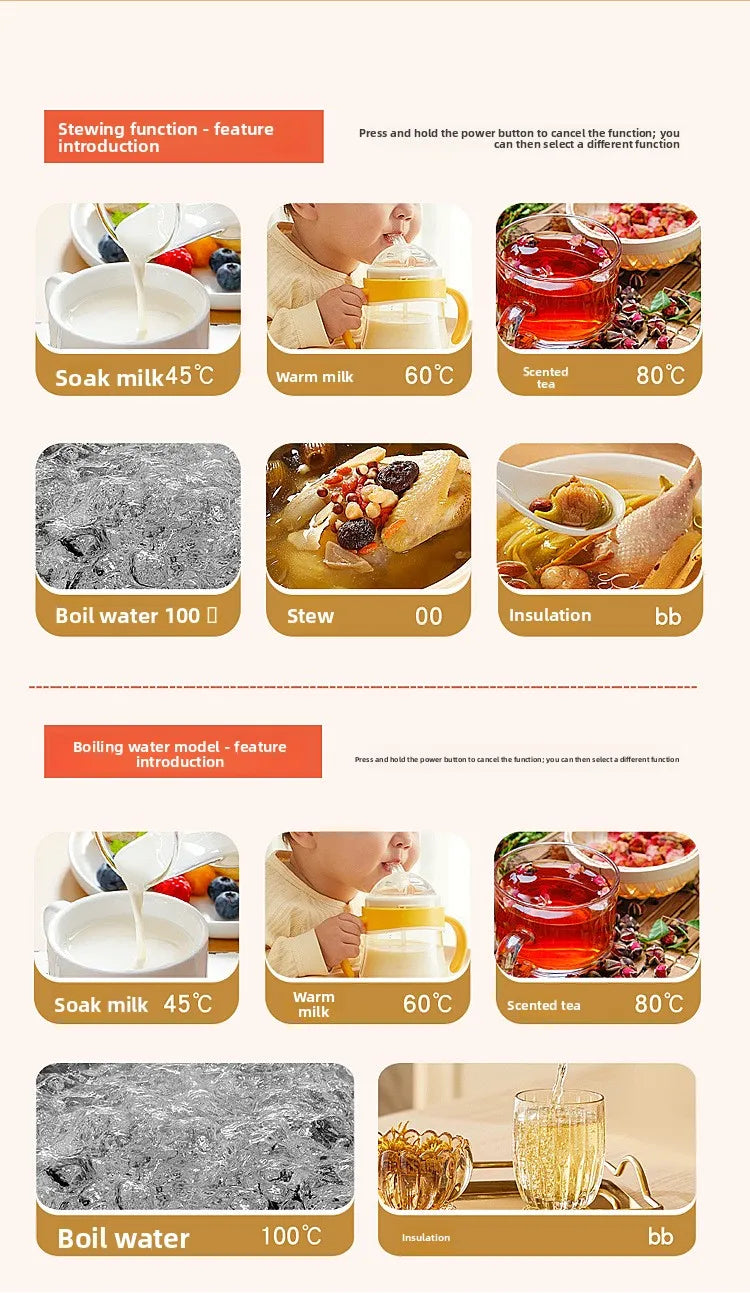 2026 New Boiling Cup 304/316 Stainless Steel Small Portable Boiling Water Stewing Health Cup Electric Heating Cup