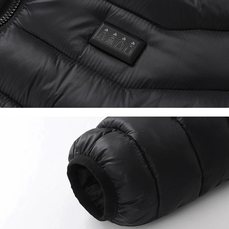 USB Heating Jackets Men Winter Warm Heated Parkas 35 Zones Electric Heated Jackets Warm Padded Jacket Coat Plus Size 5XL