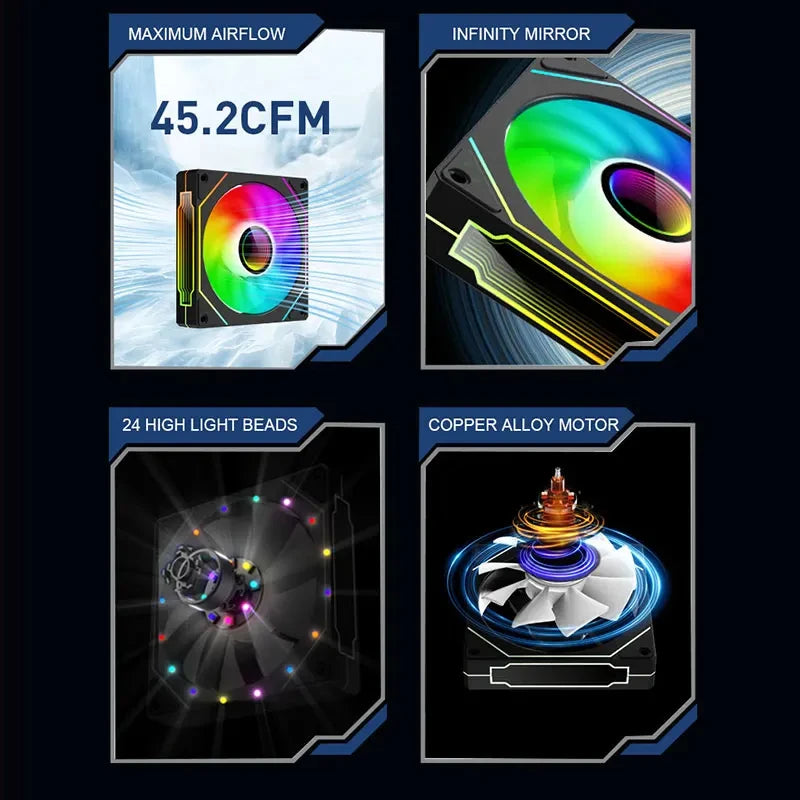 UPSIREN UF-1 PRISM 4 PRO Computer Chassis Fan 12cm ARGB 4 Pin PWM Quiet Cooling Fan 12V Large Air Volume 45CFM/600-1500RPM