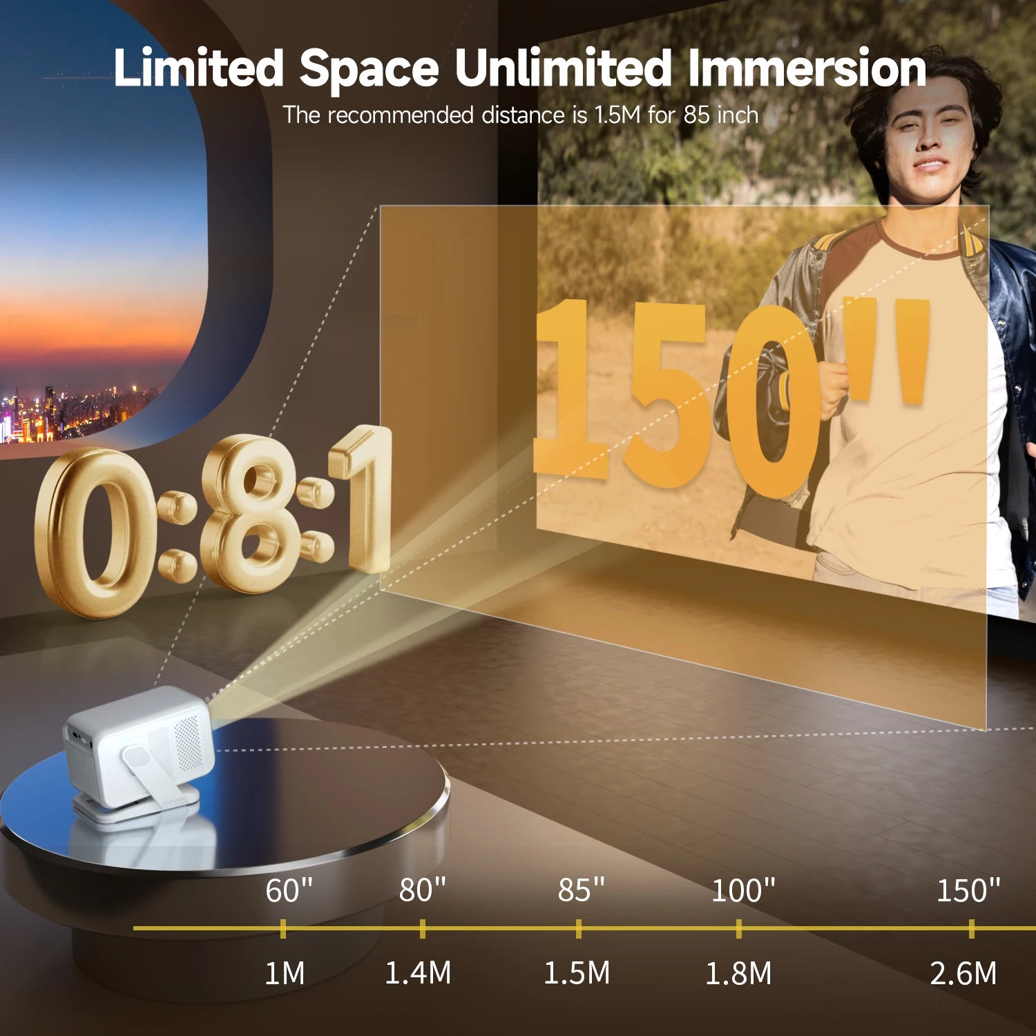 Magcubic Auto Focus 4K HD 1920*1080P 420ANSI Portable Projector Android 11 BT5.4 Built-in 5W HiFi Speaker For Home Theater HY310