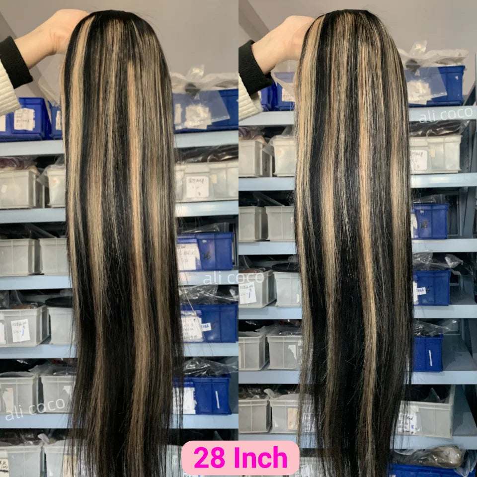 Upgrade 13x6 Highlight Wigs Human Hair for Women 1B 27 Blonde Lace Front Wig Pre Plucked 13x4 Highlight Blonde Human Hair Wigs