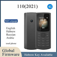 Finland Made Unlocked 110 (2021) 4G Version mobile phone with Hebrew Key 1.8 "Dual SIM 120x1601020 mAh Battery Used Phone
