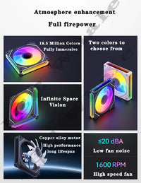 ICE Whale Prism 6PRO ARGB PC Case Fan 120mm 3-sided Infinite Mirror Motherboard Lighting Sync 4PIN PWM CPU Cooler ventilador