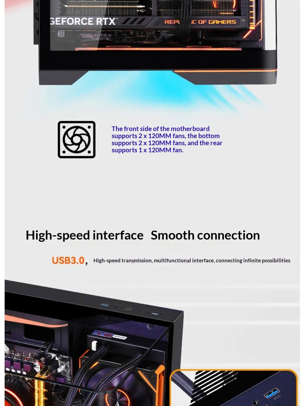 WJCOOLMAN WENJIE MINI three-sided side-lit integrated curved glass sea-view gaming case with ARGB lighting strip