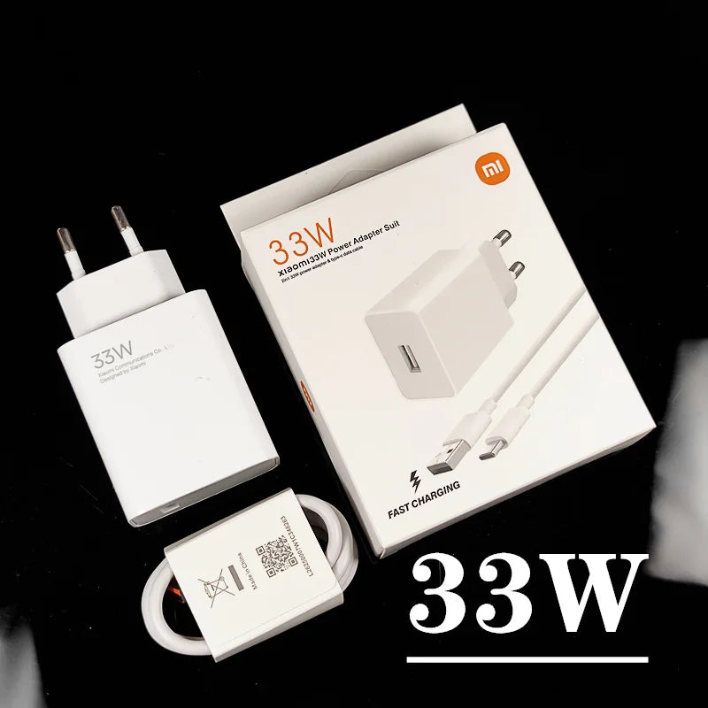 Original Xiaomi 33w Charger EU US Adapter Turbo Fast Charge For Mi 12 5G 11 Ultra Redmi A2+ Note 13R 12R Poco X5 X4 M5S C55 C50
