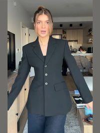 Women's Jacket New Outerwear V-Neck Three-Button Blazer Woman Tailored Formal Outerwears Waist Cincher Suit Woman Clothes Wear