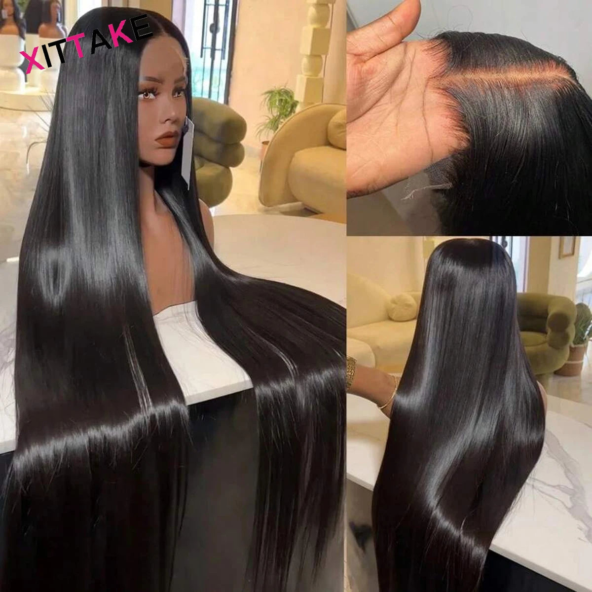 40 42 Inch HD Lace Front Human Hair Wigs For Women 13x6 Brazilian Human Hair Wigs 13x4 Bone Straight Lace Front Wig 220% Density