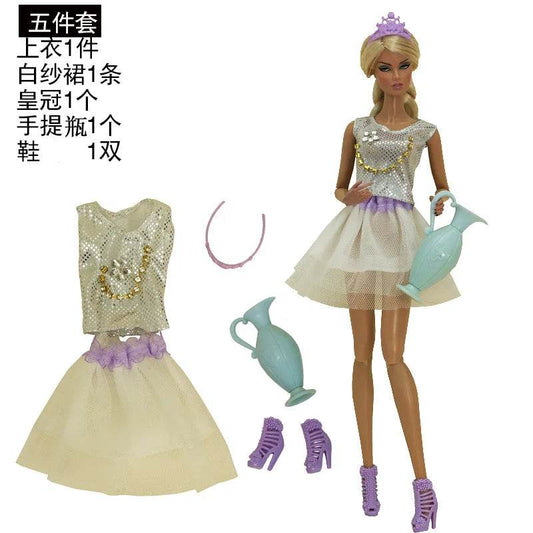 1 Set Doll Jumpsuit Dress Doll Daily Suit Clothes Trousers with Bag Shoes Eyeglasses Hats Doll Accessories for 30cm Doll - Update Avenue 