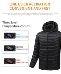 USB Heating Jackets Men Winter Warm Heated Parkas 35 Zones Electric Heated Jackets Warm Padded Jacket Coat Plus Size 5XL