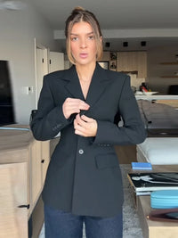 Women's Jacket New Outerwear V-Neck Three-Button Blazer Woman Tailored Formal Outerwears Waist Cincher Suit Woman Clothes Wear