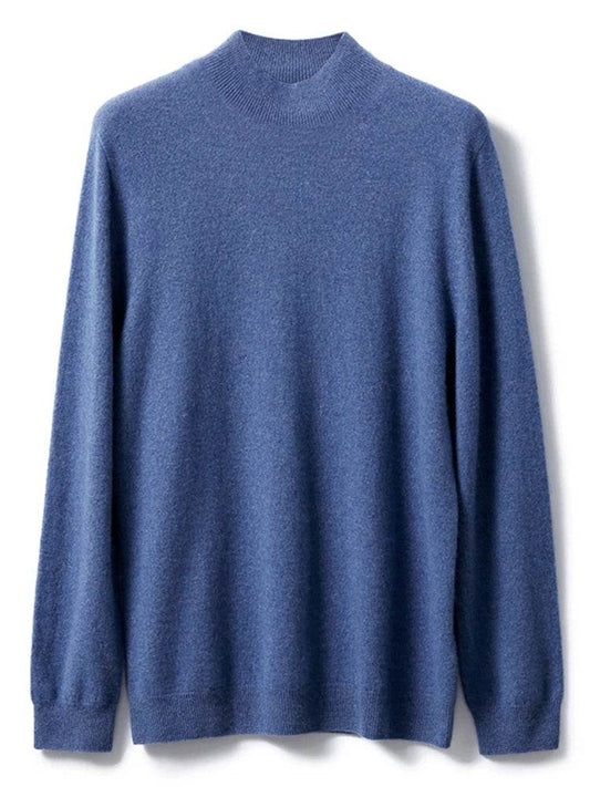 Autumn Winter Men Cashmere Sweater Mock Neck Pullover Basic Wool Bottom Clothing 100% Merino Wool Knitwear Warm Cosy Clothes Top