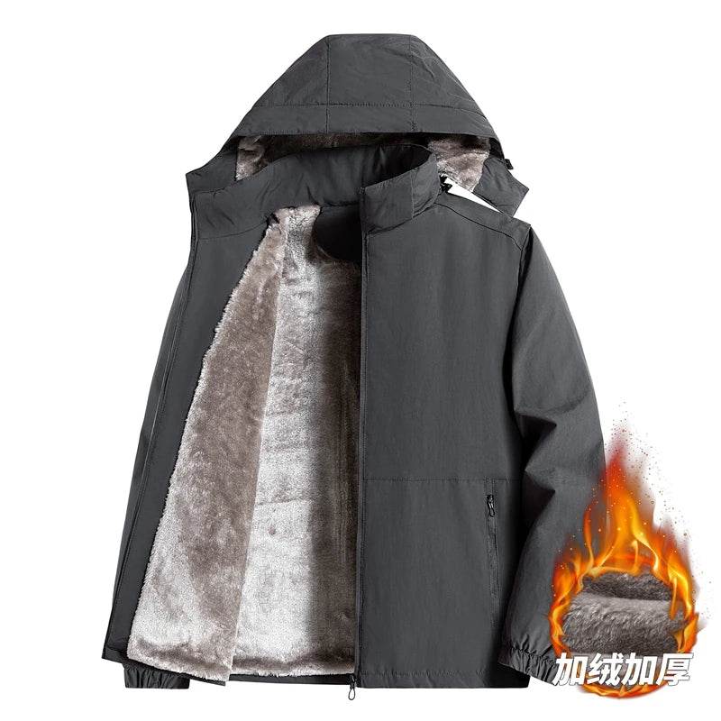 7XL 8XL Winter Jacket Men  Casual Outwear Sportswear Fleece Lining Mens Sherpa Jackets Full Zip Warm Coats  Hoodie Winter Coat