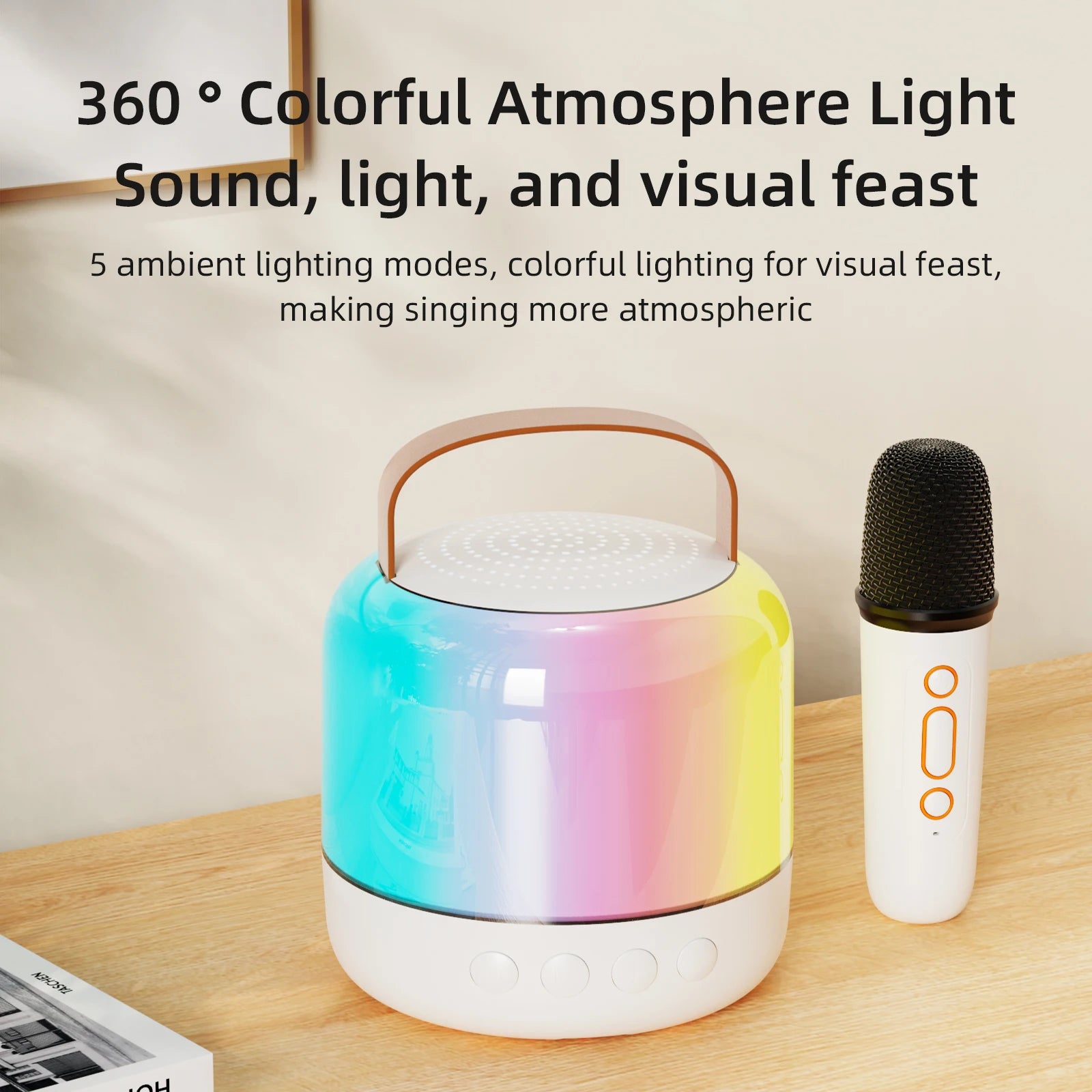 speakers microphone 5.3 bluetooth wireless Speakers with Mic Adjustable LED Lights Karaoke Machine  Wireless Karaoke Speaker