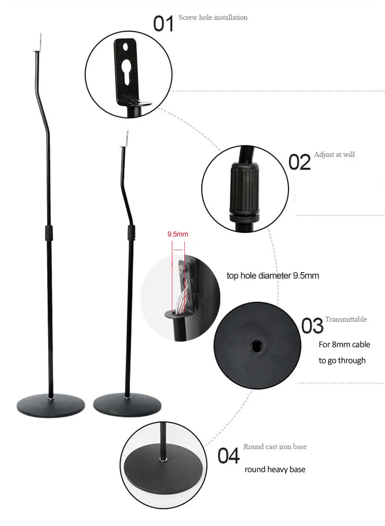(1 pair) SF01 100CM 110CM 120CM adjustable universal Surround sound SPEAKER floor STAND For Z906 520 mount holder big base rack