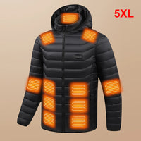USB Heating Jackets Men Winter Warm Heated Parkas 35 Zones Electric Heated Jackets Warm Padded Jacket Coat Plus Size 5XL