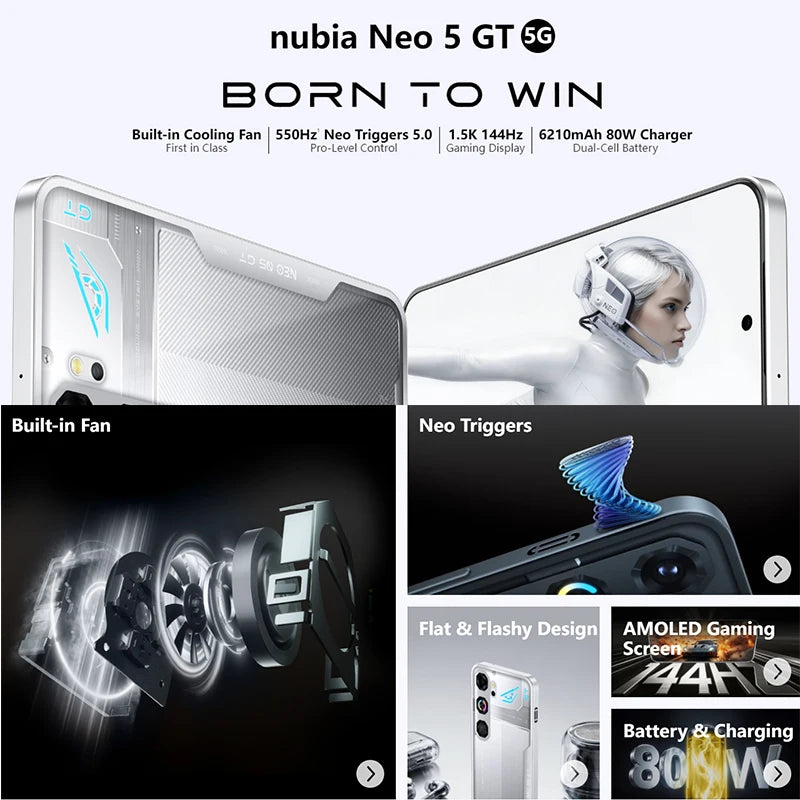 Nubia Smartphone Neo 5 GT, Built-in Fan, Gaming Trigger (Touch)