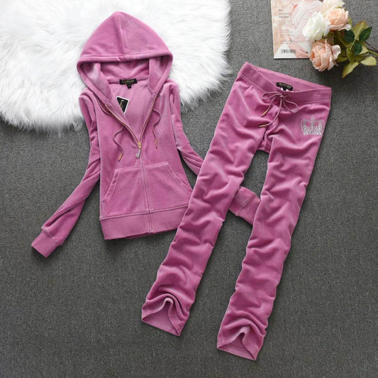 Spring /Fall 2023 Women's Elegant Velet Tracksuits Hoodies And Pants Sportswear Velour Suit Women Suit