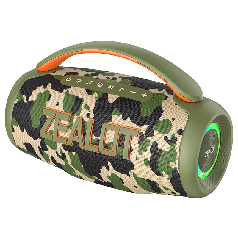 Zealot-P12 Speaker 60W Portable Bluetooth Speaker with IPX6 Waterproof, Comfortable handle,Controllable lighting,TF,USB