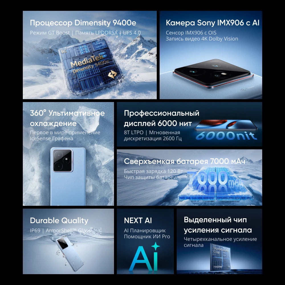 [World Premiere] realme GT 7 5G Smartphone Dimensity 9400e Processor 7000mAh Battery 120W Charge 50MP Sony IMX906 OIS Camera NFC