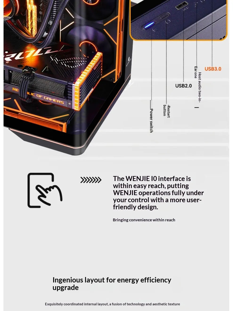 WJCOOLMAN WENJIE MINI three-sided side-lit integrated curved glass sea-view gaming case with ARGB lighting strip