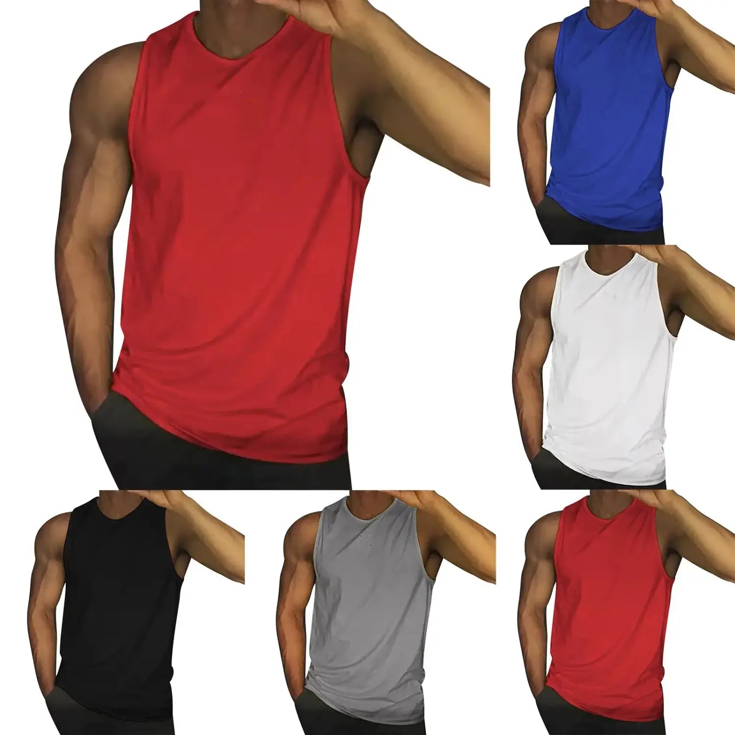 Men’s Tank top basketball gym sleeveless-shirts Sportswear bodybuilding y2k ribbed Crop-top mardi-gras singlet Solid
