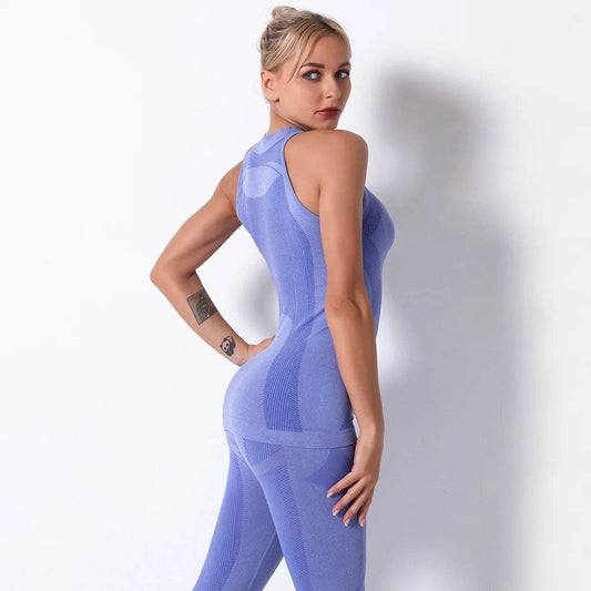 Seamless Women Sports Top Yoga Shirt Sleeveless Tank Top High Neck Workout Fitness Running Vest Sportswear Women Gym Clothing