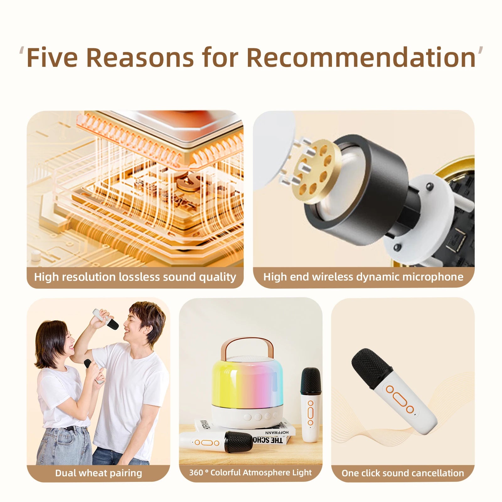 speakers microphone 5.3 bluetooth wireless Speakers with Mic Adjustable LED Lights Karaoke Machine  Wireless Karaoke Speaker